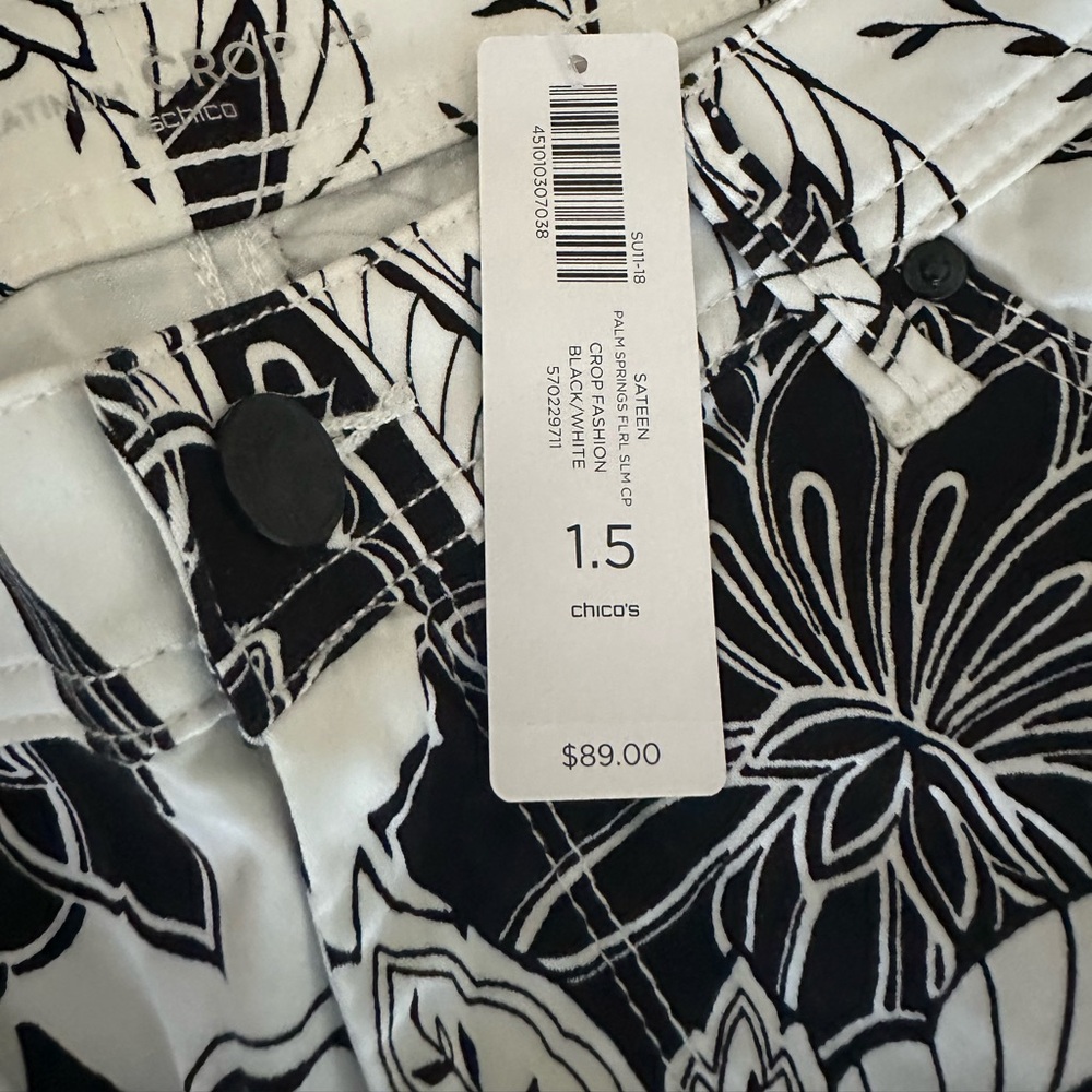 Chico's Monochrome Floral Trousers